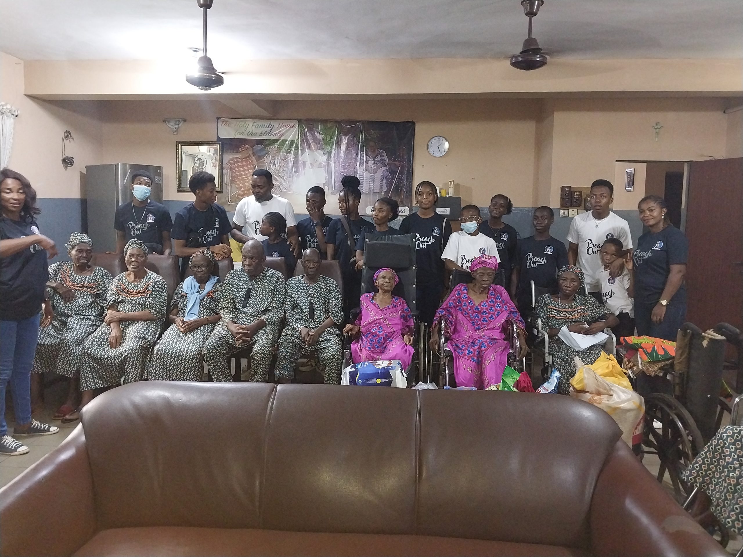 Photograph with Old People at Regina Mundi Home for the Elderly during our visit 2022